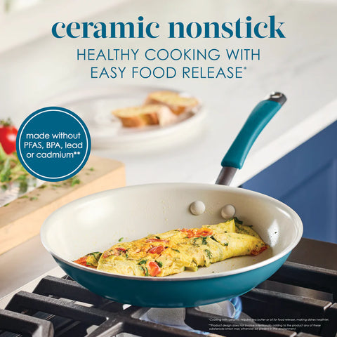 10-Piece Cucina Ceramic Nonstick Cookware Set Marine Blue