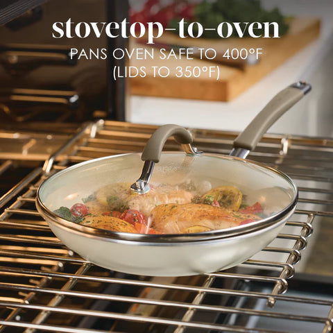 10-Piece Cucina Ceramic Nonstick Cookware Set Almond