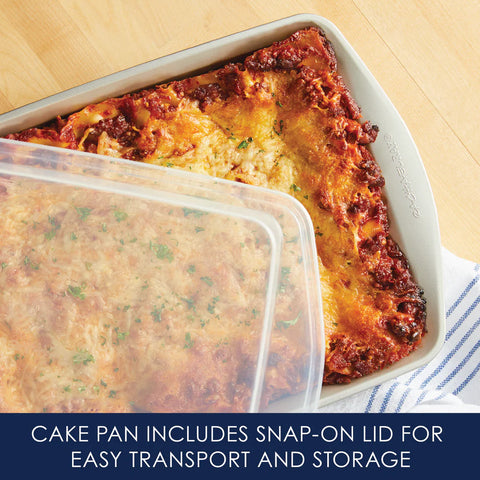 3-Piece Nonstick Covered Cake Pan & Muffin Pan Set Champagne