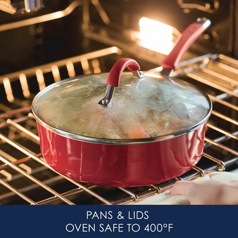 12-Piece Cucina Nonstick Cookware Set Cranberry Red