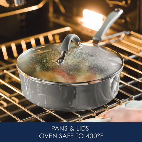 12-Piece Cucina Nonstick Cookware Set Sea Salt Gray