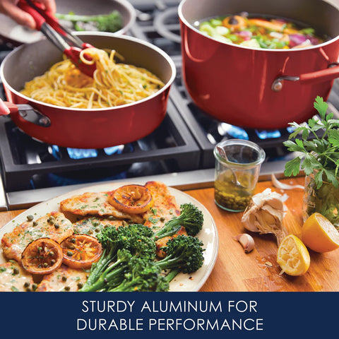 10-Piece Cucina Nonstick Cookware Set Cranberry Red