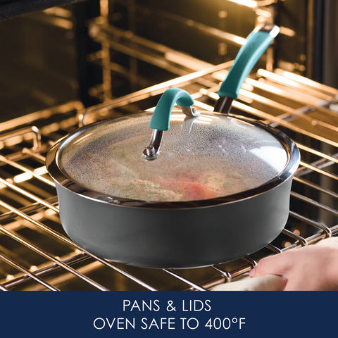 12-Piece Cucina Hard Anodized Nonstick Cookware Set Agave Blue