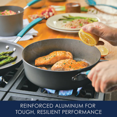 12-Piece Cucina Hard Anodized Nonstick Cookware Set Agave Blue