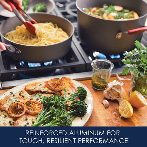 12-Piece Cucina Hard Anodized Nonstick Cookware Set Cranberry Red