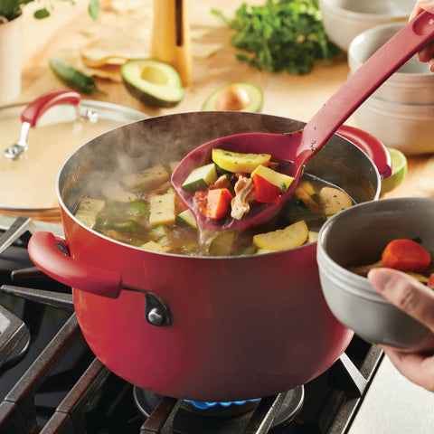 15-Piece Classic Brights Nonstick Cookware Set Red