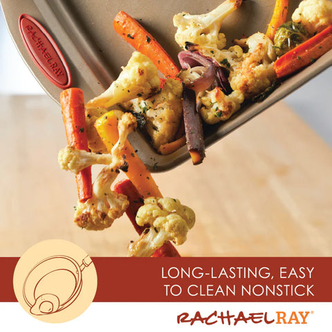 10-Inch x 15-Inch Nonstick Crisper Pan Set Cranberry Red