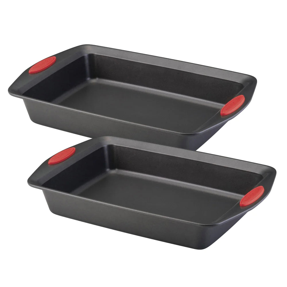 2-Piece 9-Inch x 13-Inch Nonstick Roasting Pans Red