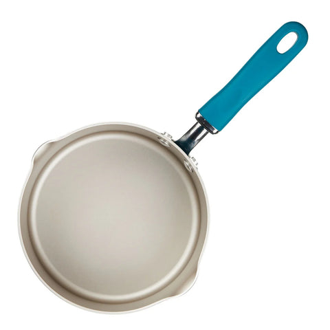 3-Quart Create Delicious Nonstick Induction Straining Saucepan Teal Shimmer