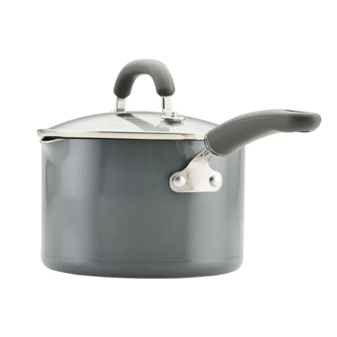 3-Quart Create Delicious Nonstick Induction Straining Saucepan Gray Shimmer