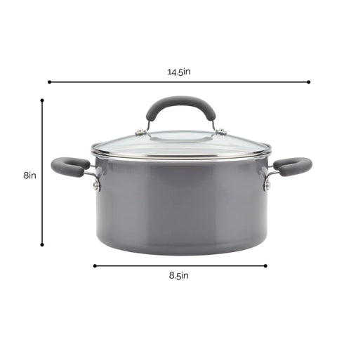 6-Quart Create Delicious Nonstick Induction Covered Stockpot Gray Shimmer