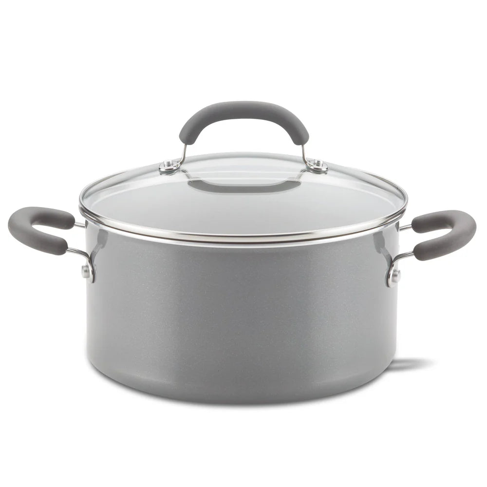 6-Quart Create Delicious Nonstick Induction Covered Stockpot Gray Shimmer