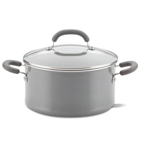 6-Quart Create Delicious Nonstick Induction Covered Stockpot Gray Shimmer