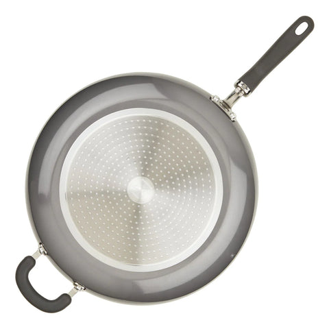 14.5-Inch Create Delicious Nonstick Induction Frying Pan with Helper Handle Gray Shimmer