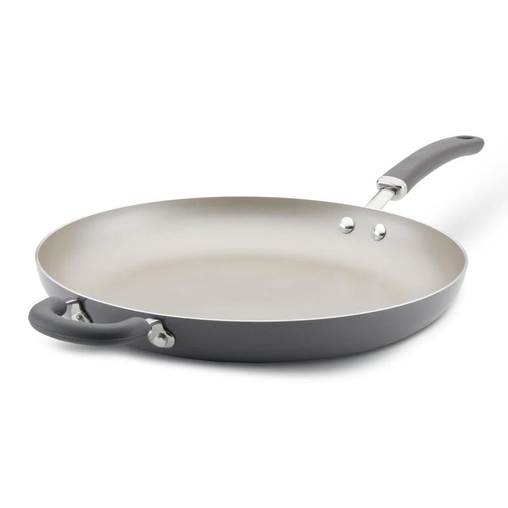 14.5-Inch Create Delicious Nonstick Induction Frying Pan with Helper Handle Gray Shimmer