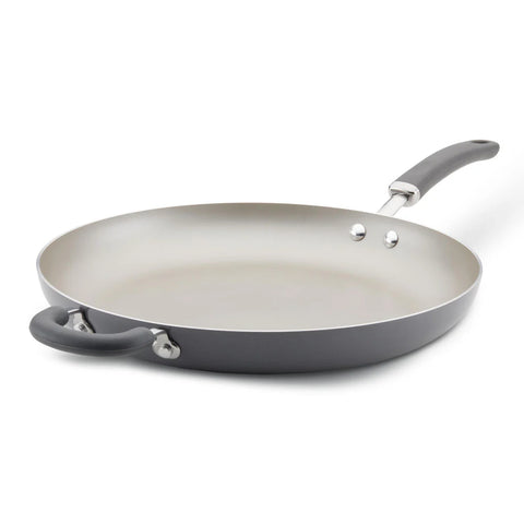 14.5-Inch Create Delicious Nonstick Induction Frying Pan with Helper Handle Gray Shimmer