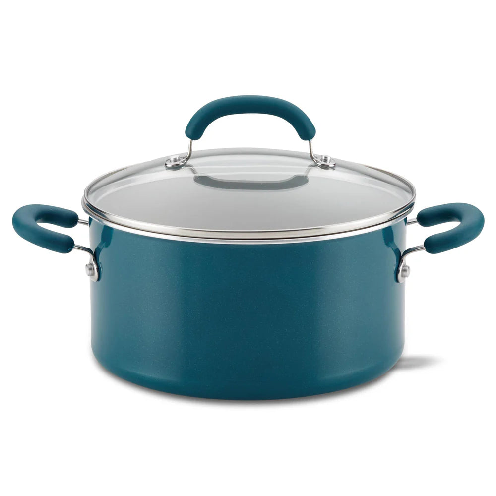 6-Quart Create Delicious Nonstick Induction Covered Stockpot Teal Shimmer