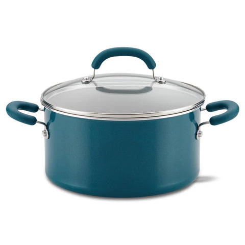 6-Quart Create Delicious Nonstick Induction Covered Stockpot Teal Shimmer