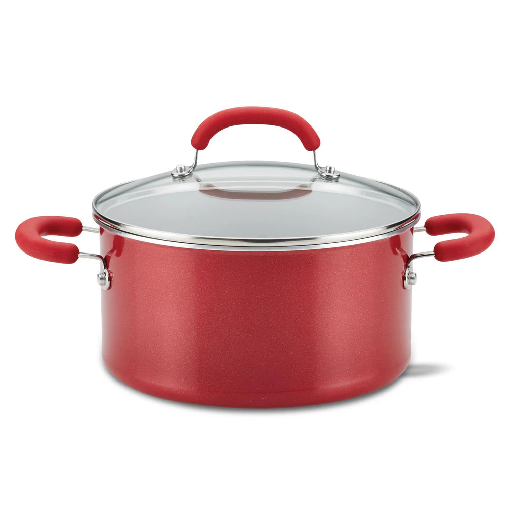 6-Quart Create Delicious Nonstick Induction Covered Stockpot Red Shimmer