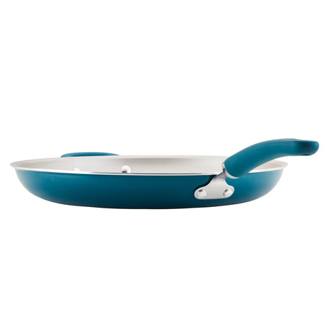 14.5-Inch Create Delicious Nonstick Induction Frying Pan with Helper Handle Teal Shimmer