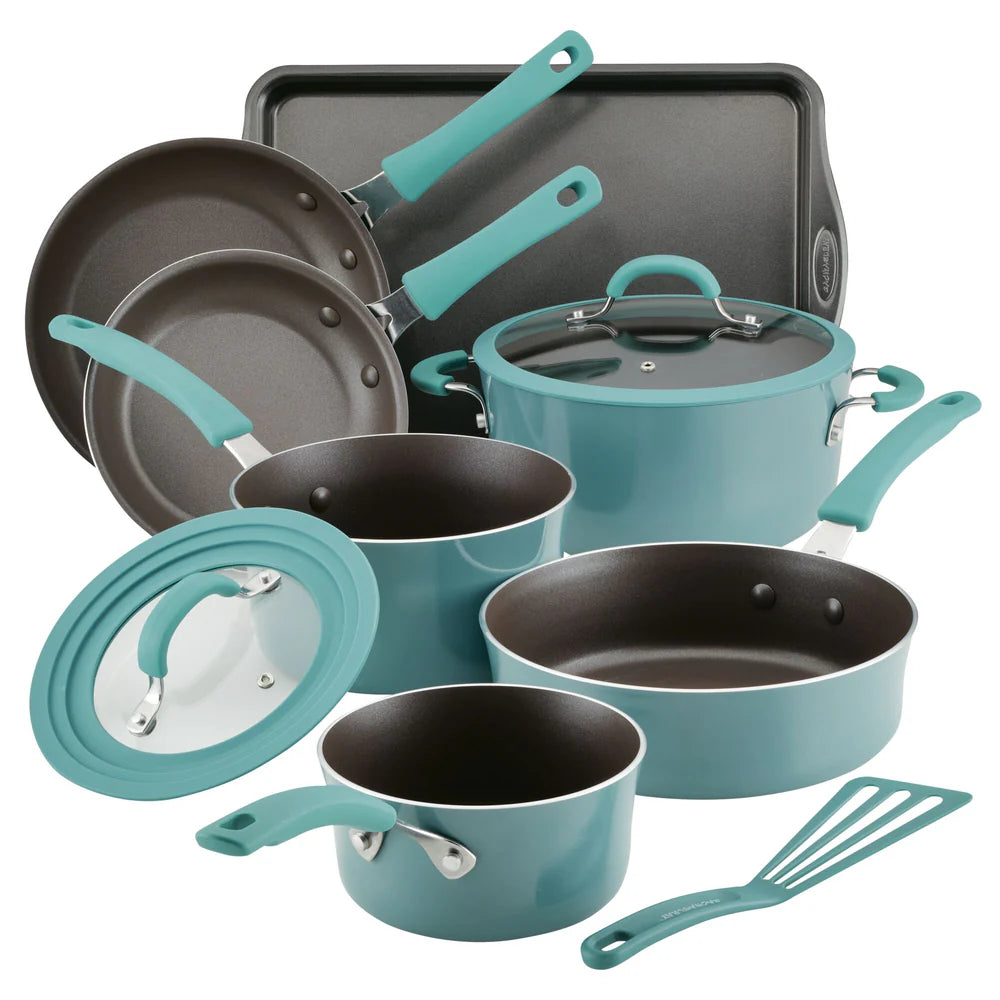 Cook + Create Nonstick Cookware Sets 10-Piece Agave Blue