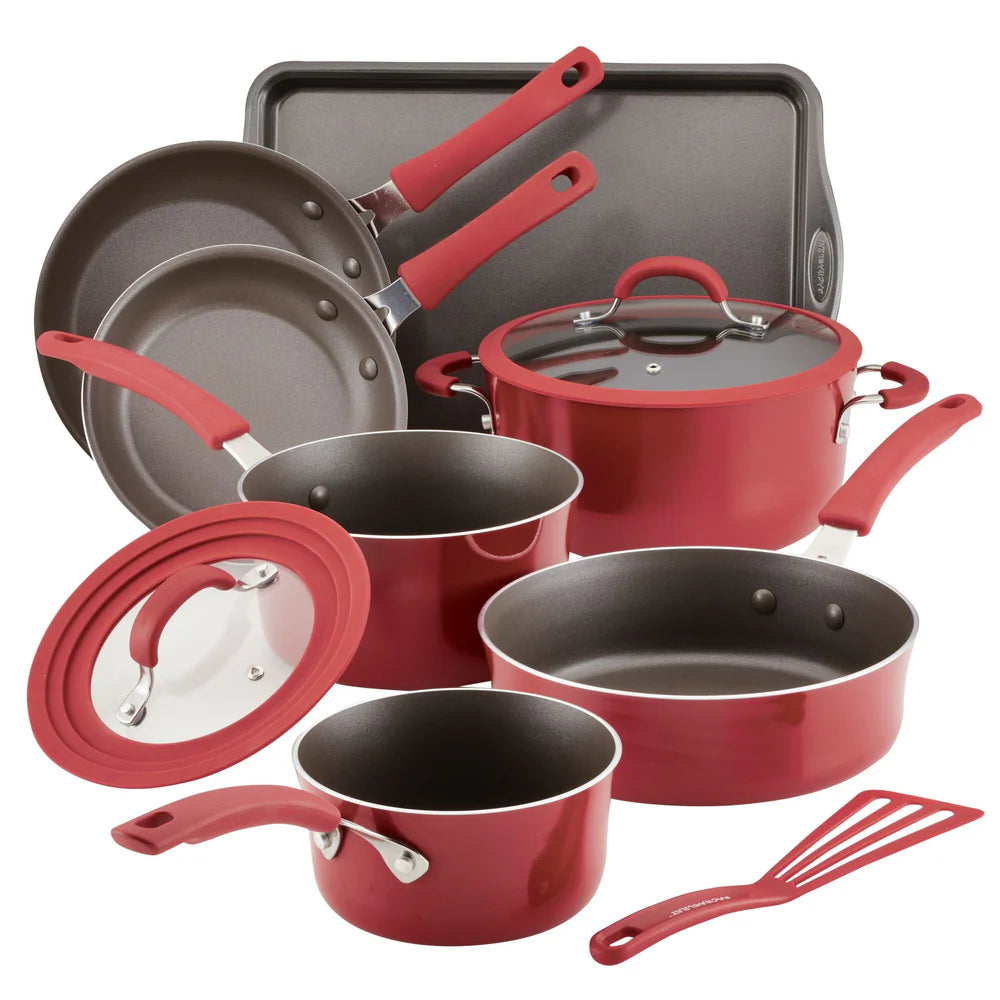 Cook + Create Nonstick Cookware Sets 10-Piece Red