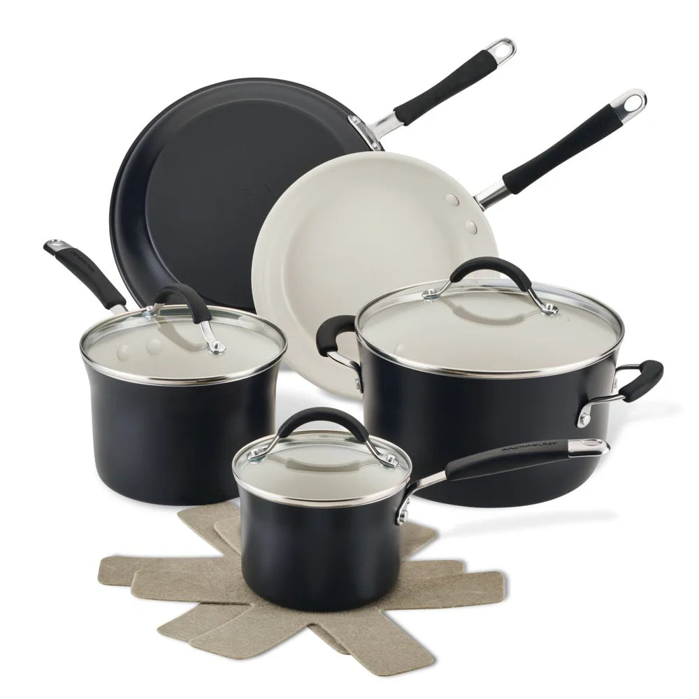 10-Piece Cucina Ceramic Nonstick Cookware Set Peppercorn