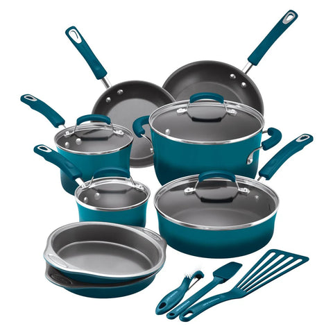 15-Piece Classic Brights Nonstick Cookware Set Marine Blue