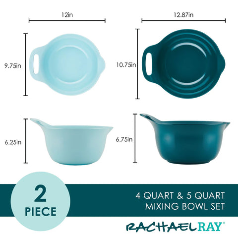 2-Qt. & 3-Qt. Nesting Mixing Bowl Set Light Blue-Teal