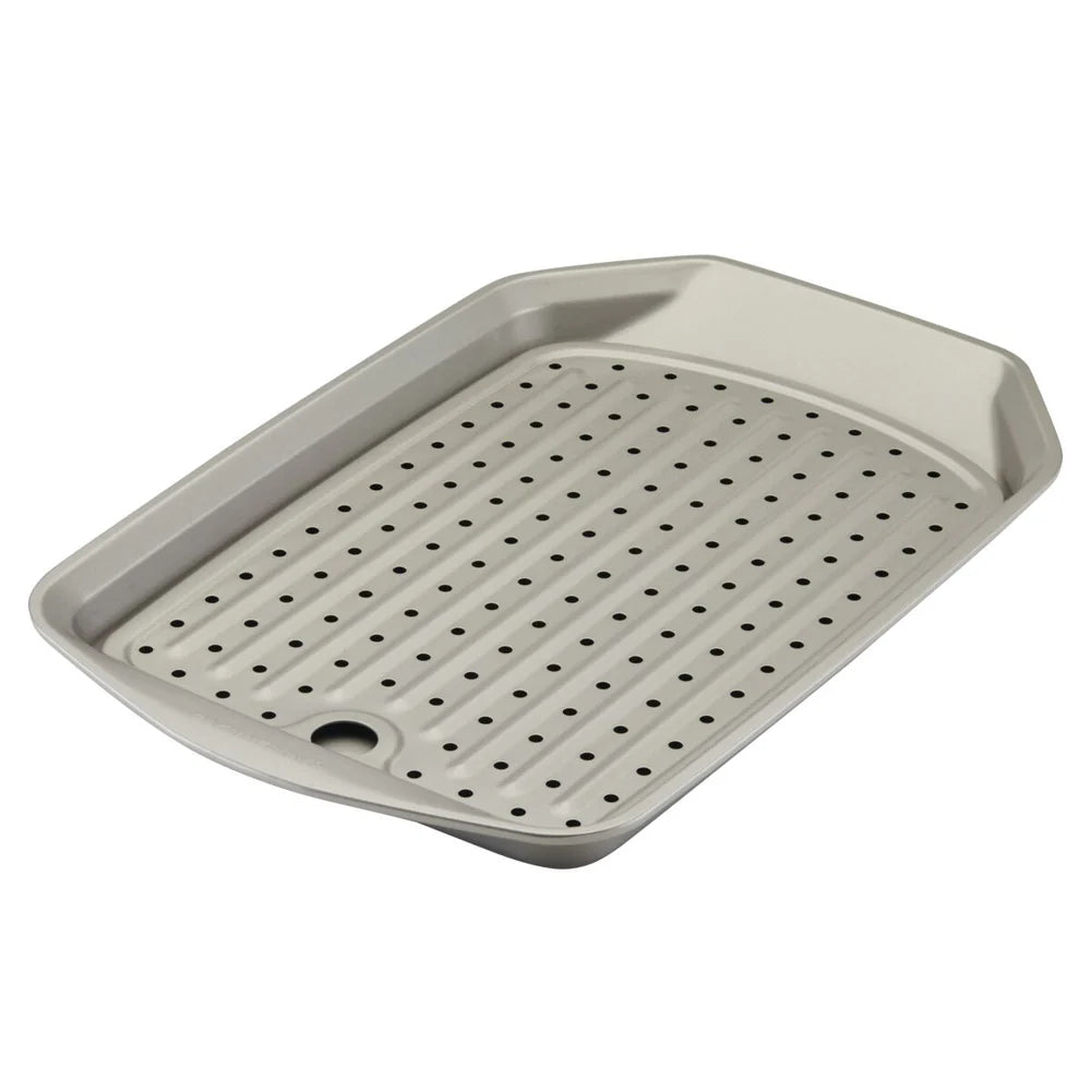 11-Inch x 17-Inch Nonstick Crisper Pan with Insert Champagne