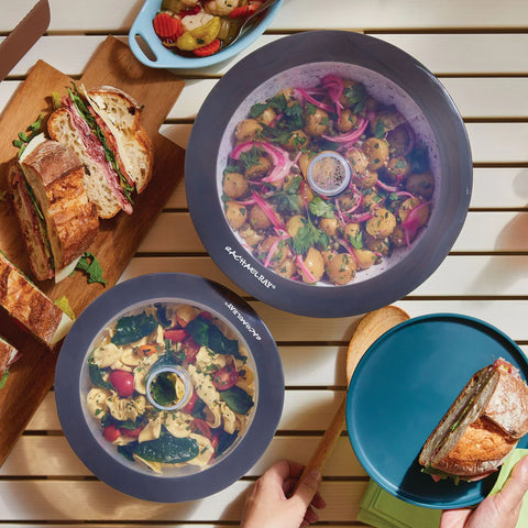 2-Piece Silicone Suction Lid Set Dark Gray