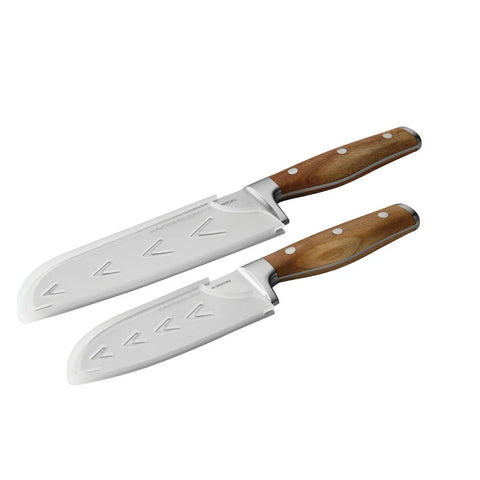 2-Piece Santoku Knife Set Wood