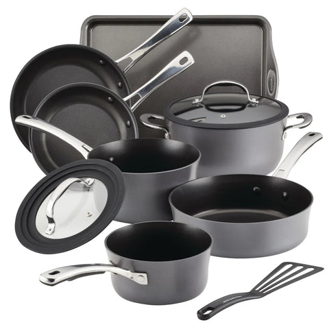 Cook + Create Hard Anodized Nonstick Cookware Sets 10-Piece Black