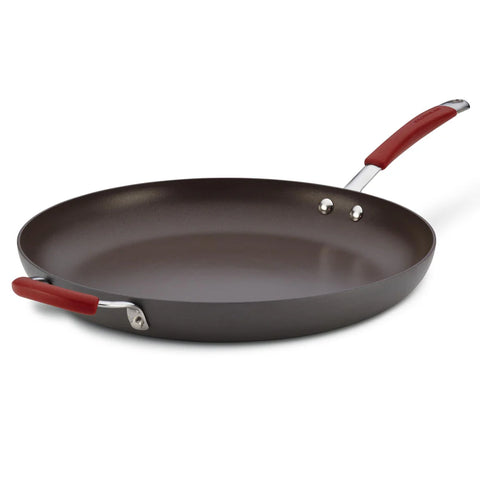 14-Inch Cucina Hard Anodized Nonstick Frying Pan with Helper Handle Cranberry Red