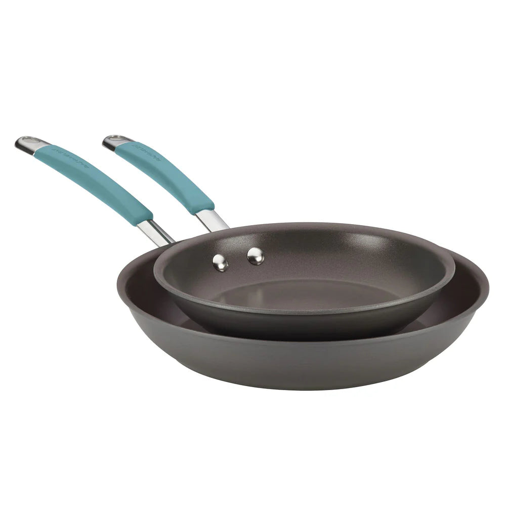 9.25" and 11.5" Cucina Hard Anodized Nonstick Frying Pan Set Agave Blue