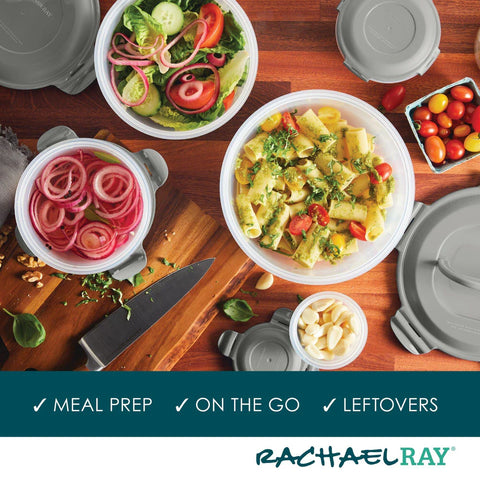 10-Piece Round Nestable Food Storage Containers Gray