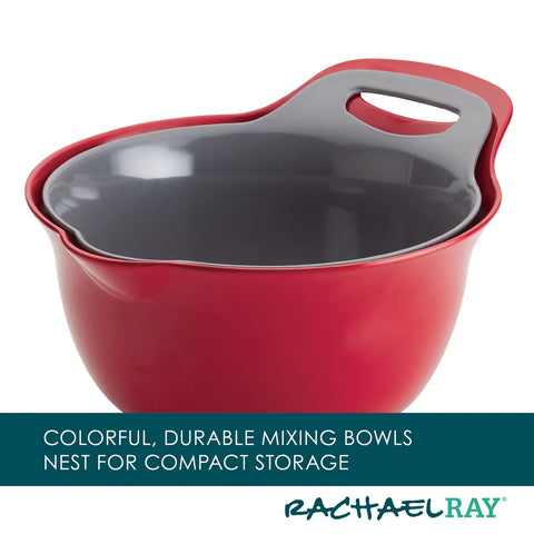 2-Qt. & 3-Qt. Nesting Mixing Bowl Set Red-Gray