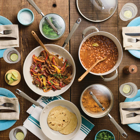 10-Piece Cucina Ceramic Nonstick Cookware Set Almond