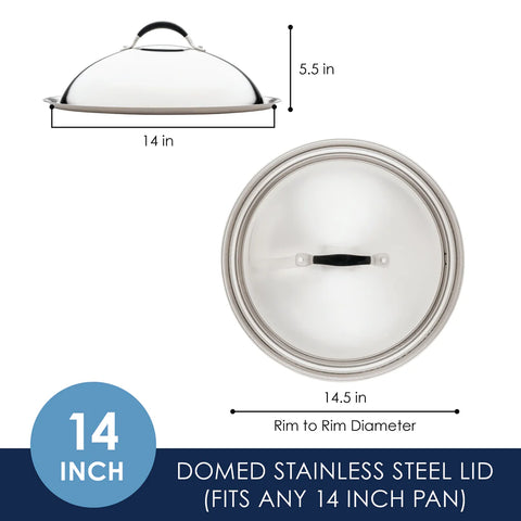 14-Inch Stainless Steel Domed Lid Stainless Steel