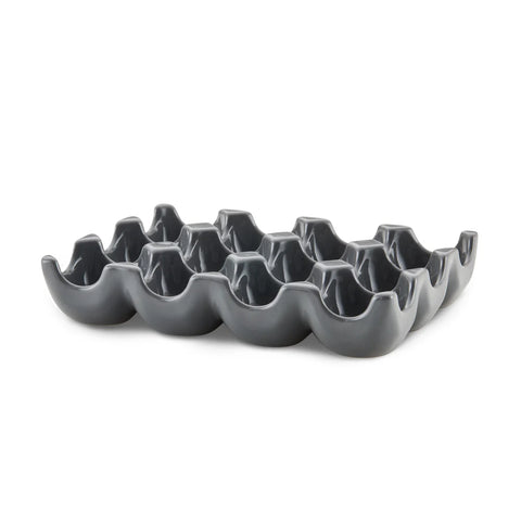 12-Cup Ceramic Egg Tray Dark Gray