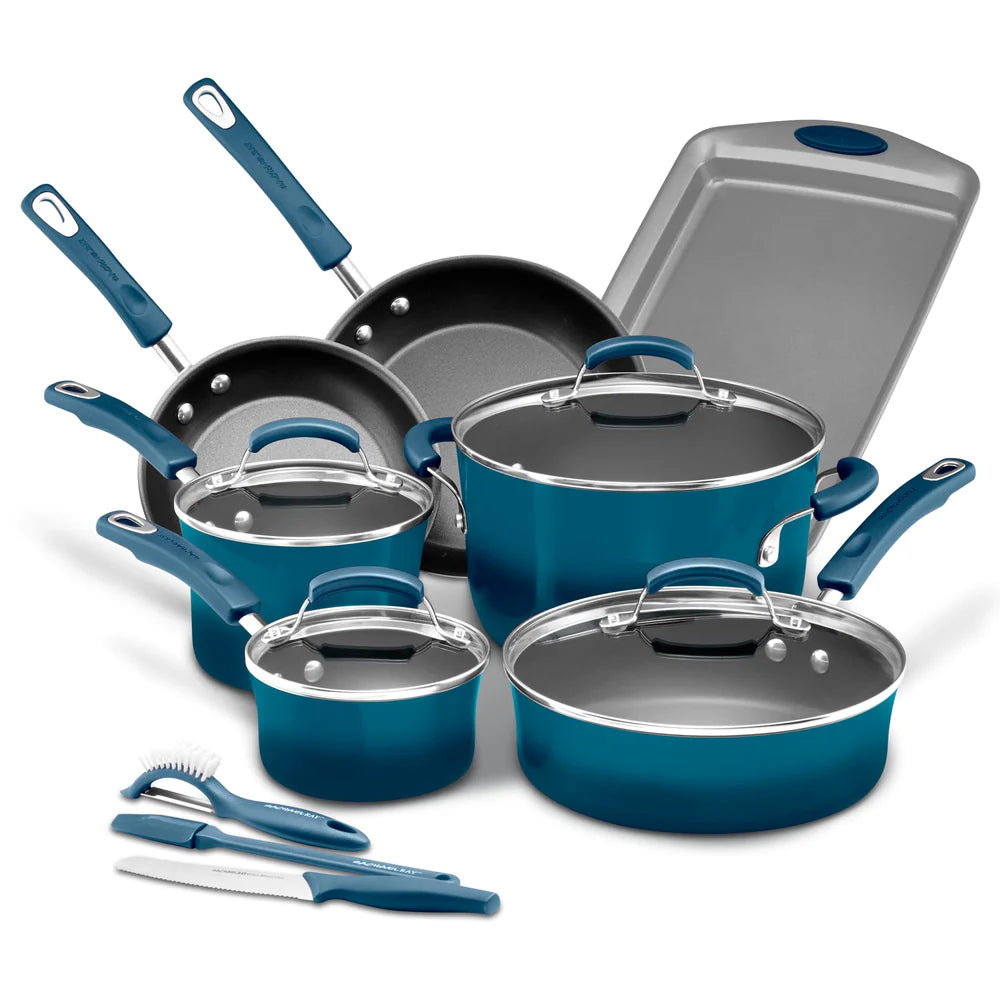 Classic Brights Nonstick Cookware Sets Marine Blue 14-Piece