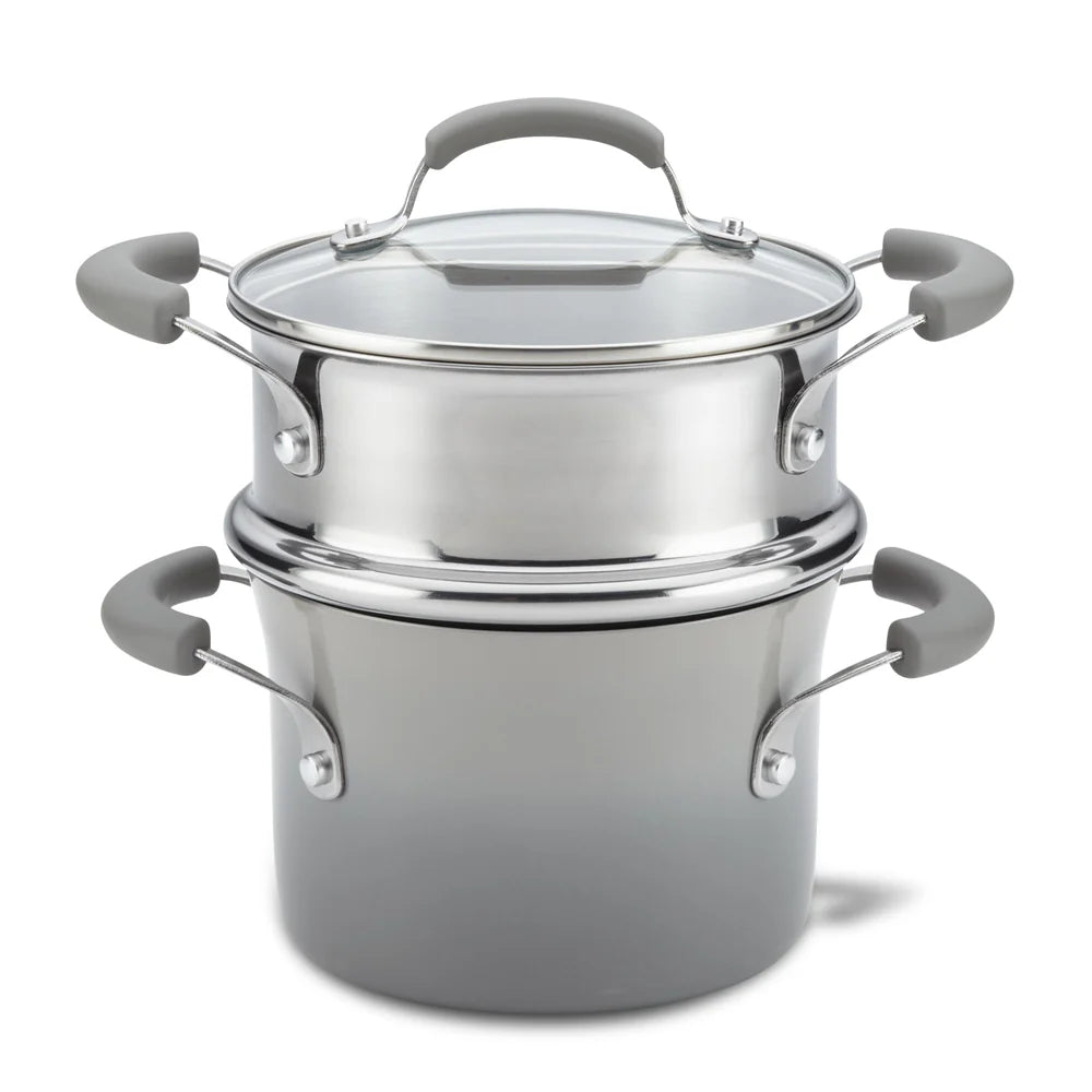 3-Quart Classic Brights Nonstick Covered Steamer Set Sea Salt Gray