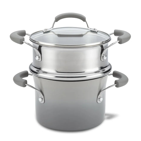 3-Quart Classic Brights Nonstick Covered Steamer Set Sea Salt Gray