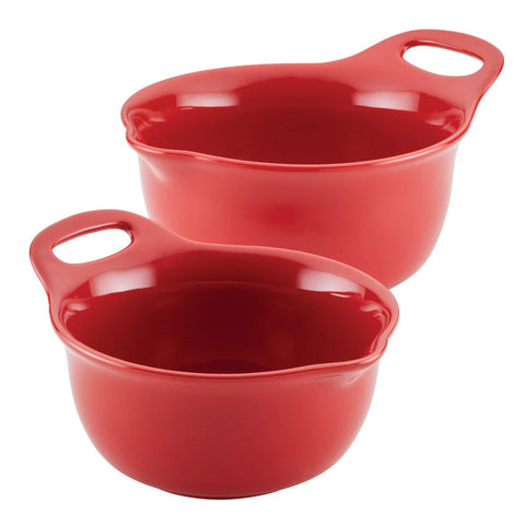 2-Piece Ceramic Mixing Bowl Set Red