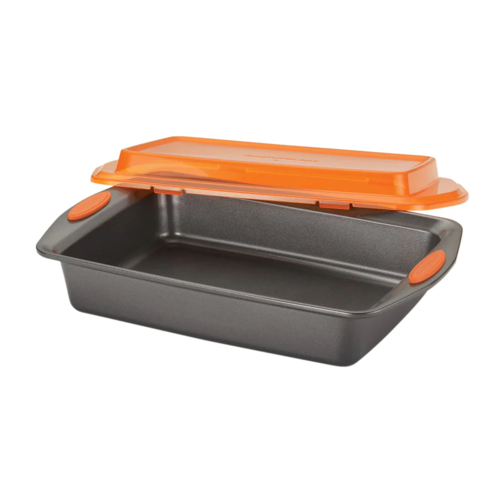 9-Inch x 13-Inch Nonstick Rectangular Cake Pan with Lid Orange