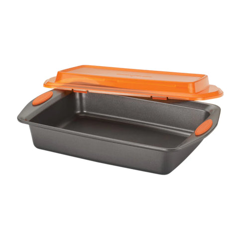 9-Inch x 13-Inch Nonstick Rectangular Cake Pan with Lid Orange