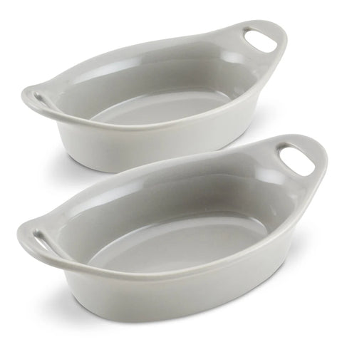2-Piece 12-Ounce Oval Ceramic Au Gratin Set Sea Salt Gray
