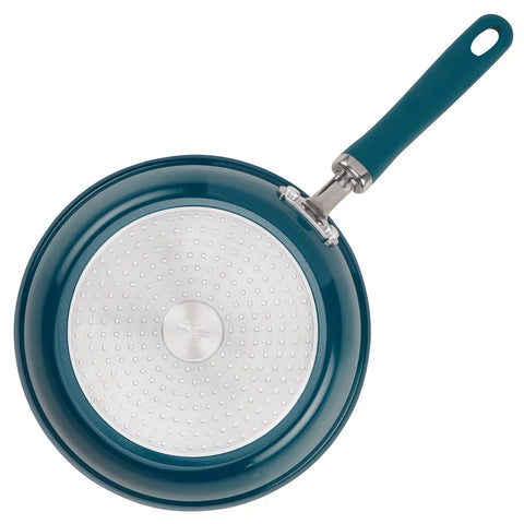 9.5-Inch Create Delicious Nonstick Induction Covered Deep Frying Pan Teal Shimmer