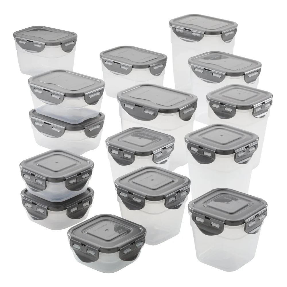 30-Piece Nestable Food Storage Containers Gray