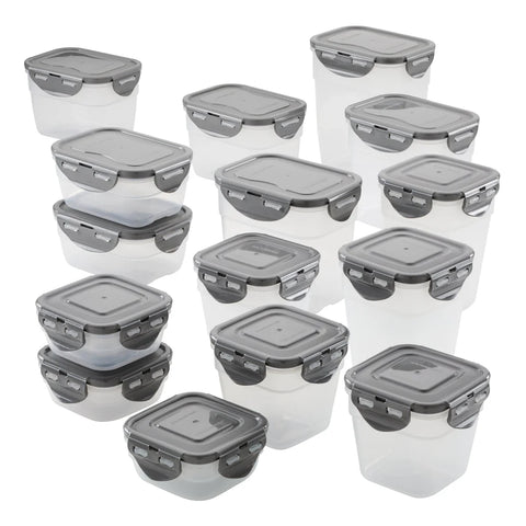 30-Piece Nestable Food Storage Containers Gray